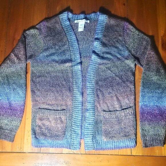 American Rag Cie Ultra Soft Multicolored Open-Front Long Sleeve Cardigan - Sz S - Picture 8 of 11